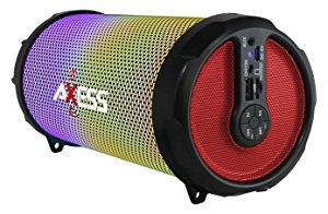AXESS SPBL1044 Vibrant Plus Black HIFI Bluetooth Speaker with Disco LED Lights in Red
