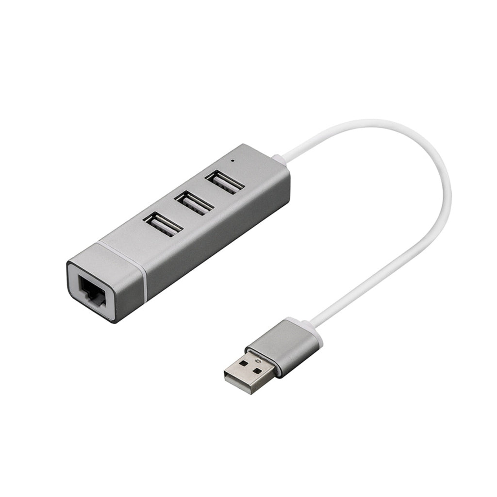 Aluminum 3Port USB2.0 Hub with Ethernet Adapter