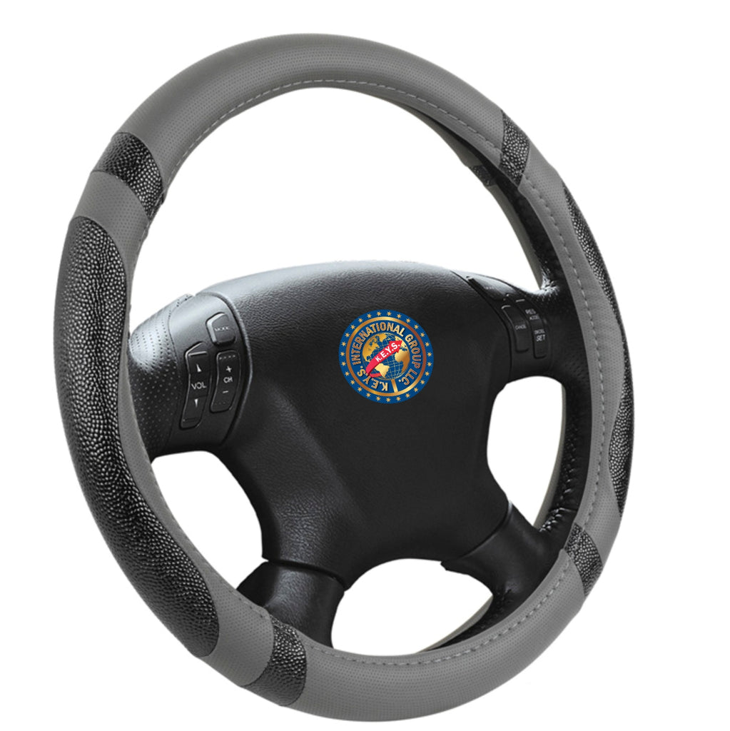 Steering Wheel Cover - BLACK & GREY - KEYSL1012