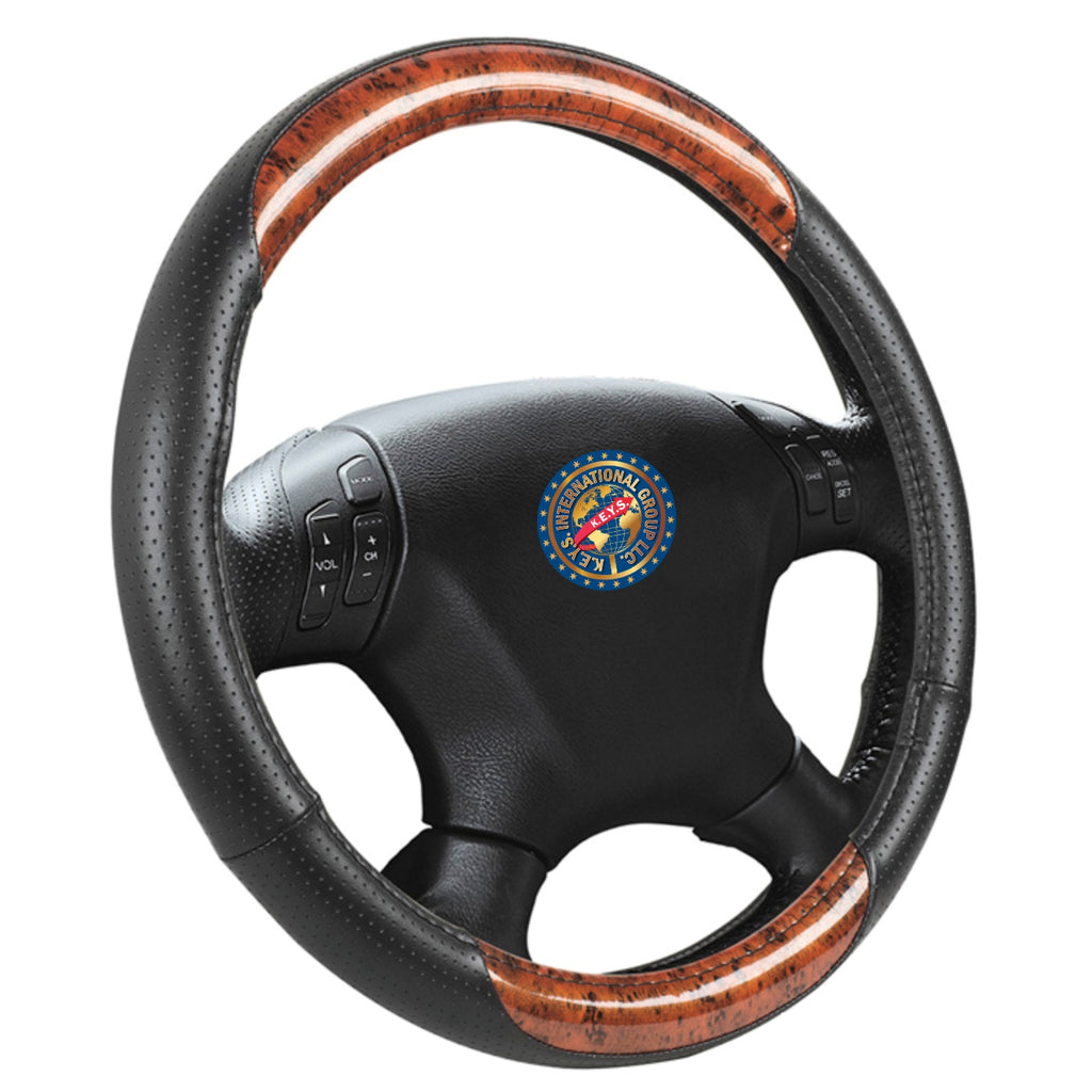 Steering Wheel Cover - WOODGRAIN & BLACK - KEYSL1014