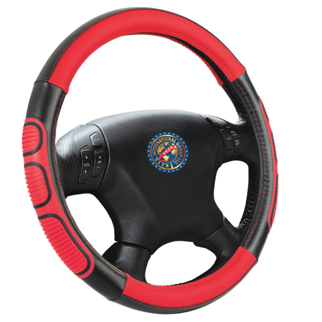 Steering Wheel Cover - RED & BLACK - KEYSL1023