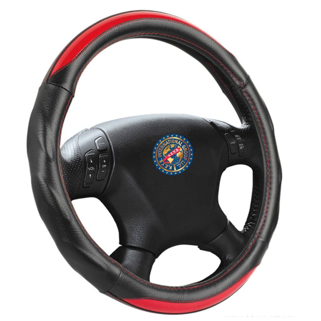 Steering Wheel Cover - RED & BLACK - KEYSL1032