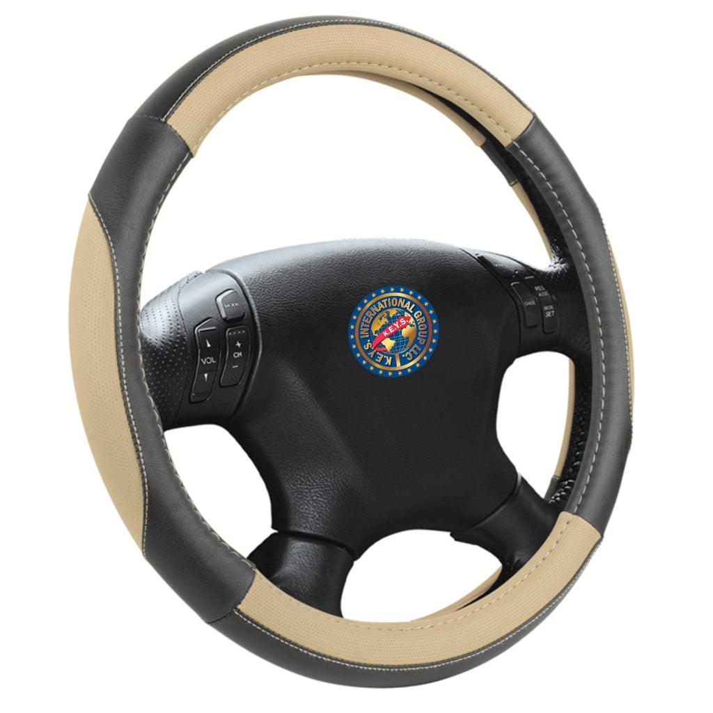Steering Wheel Cover - CREAM & BLACK - KEYSL1039