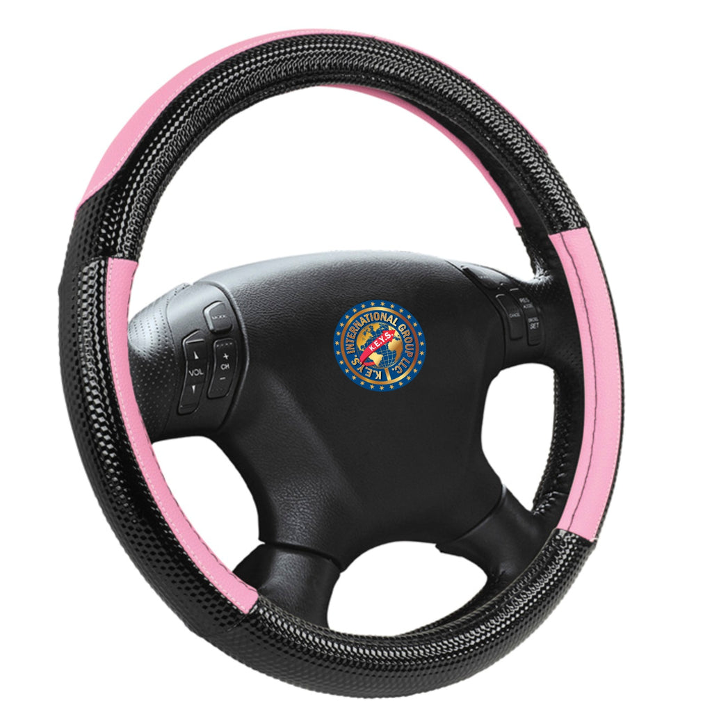 Steering Wheel Cover - PINK & BLACK - KEYSL1056