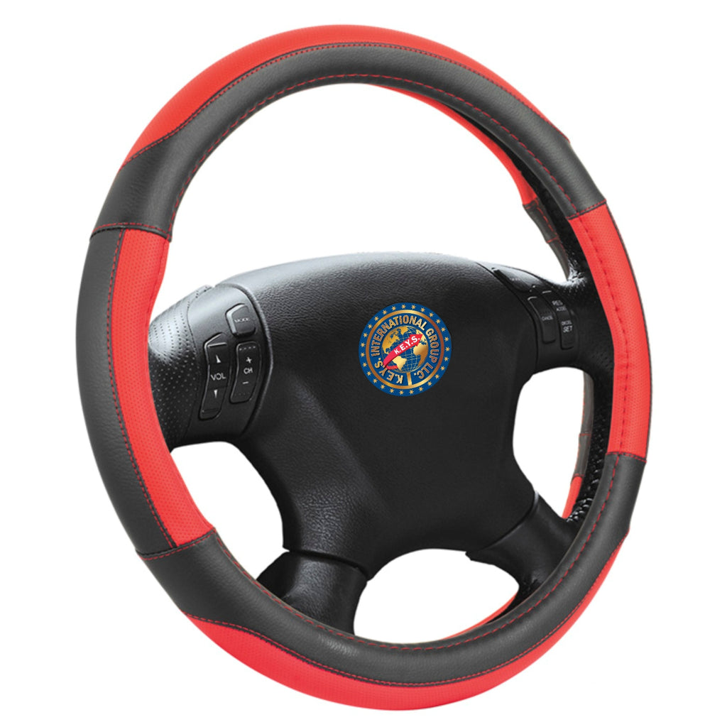 Steering Wheel Cover - RED & BLACK - KEYSL1077