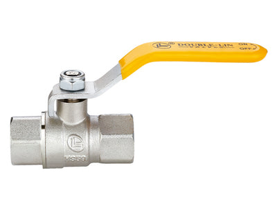 Ball valve for gas, female/female long threads, yellow lever handle  LL1071