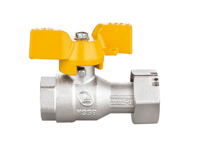 Ball valve for gas, male thread/nut, T handle LL1089C