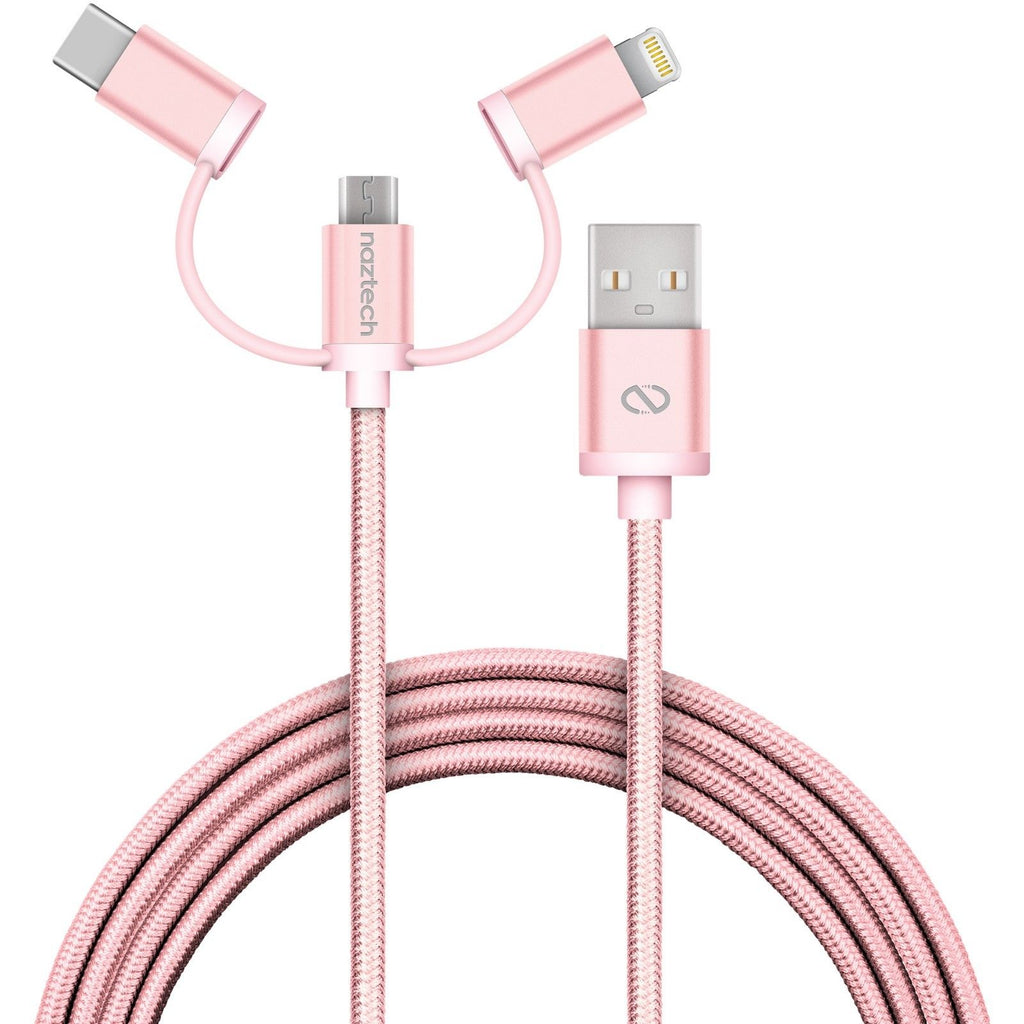 Naztech 3-in-1 Braided Micro USB + Lightning + USB-C Cable